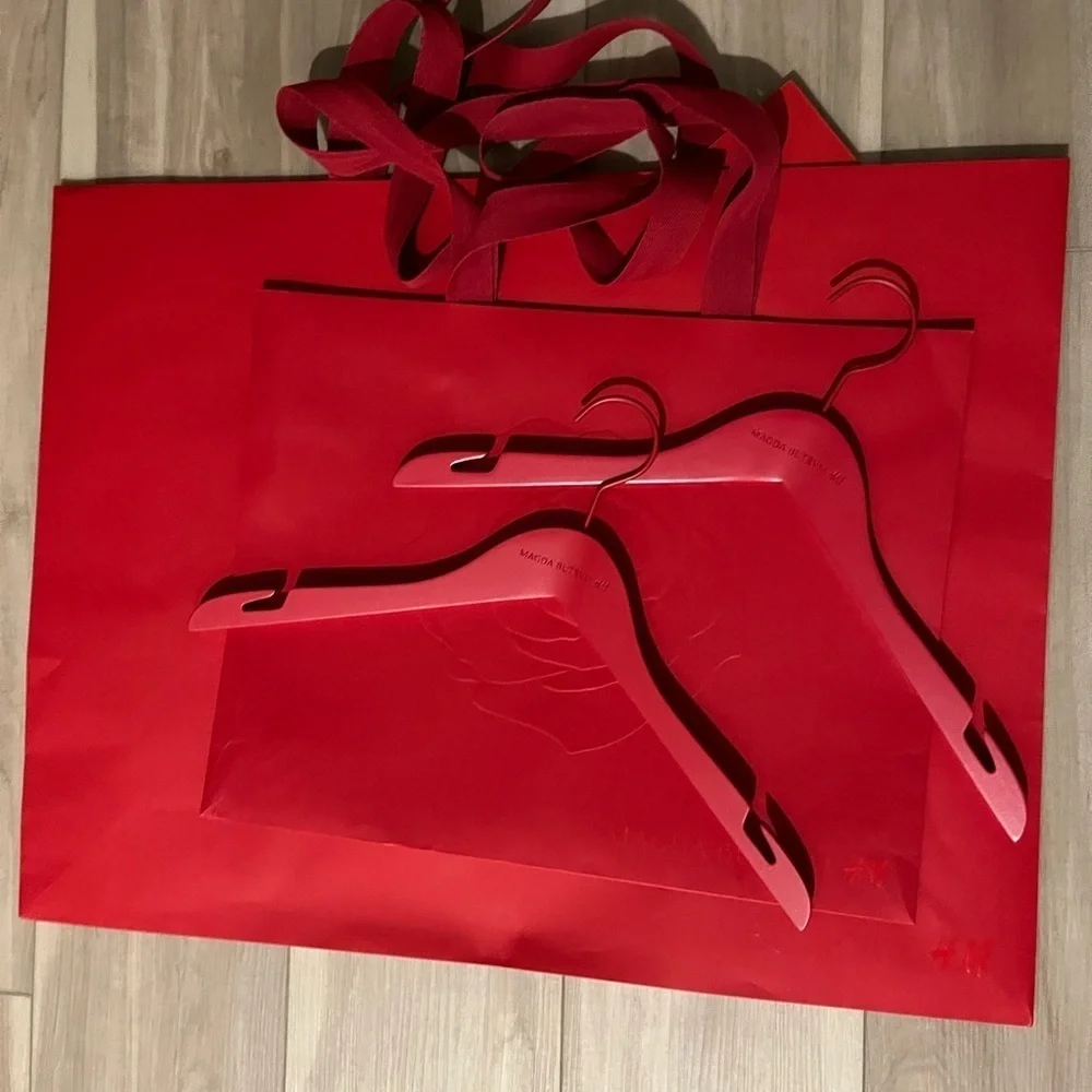 H&M x Magda Butrym Red Large &Medium Shopping Bags & 2 Hangers